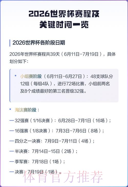 2026世界杯决赛比赛时间安排 2026世界杯决赛比赛时间安排